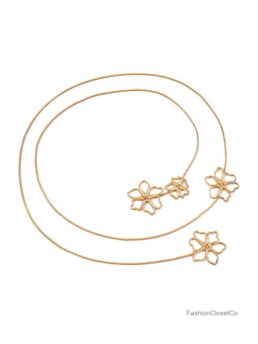 Metal Flower Choker Necklace Alloy Twist Layered Body Chain Jewelry